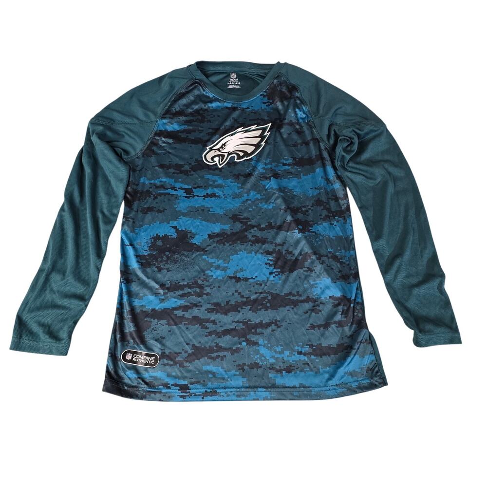 NFL Team Apparel Youth L Eagles Long Sleeve Shirt Camo Green NWT